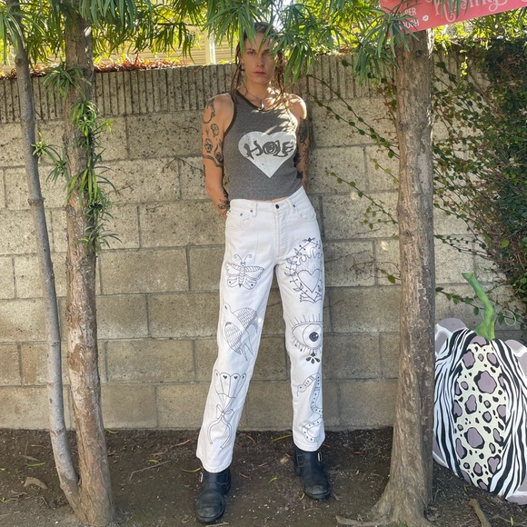 Vintage Upcycled handmade artwork jeans - Picture 12 of 12